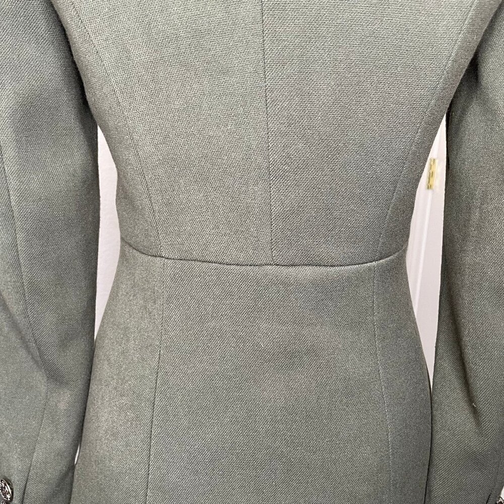 FOREVER 21 Whimsigoth Asymmetric Military Button Olive Green Blazer Jacket S - Picture 5 of 10